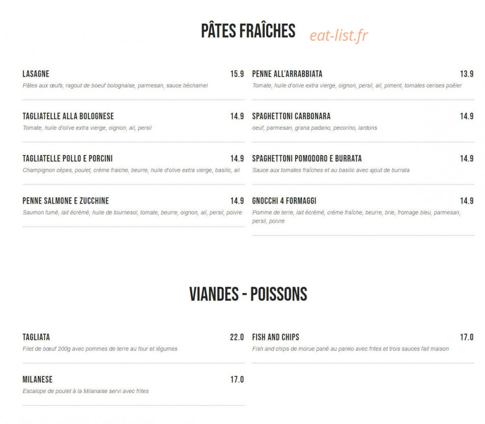 Ticket Brunchouse — carte page 2