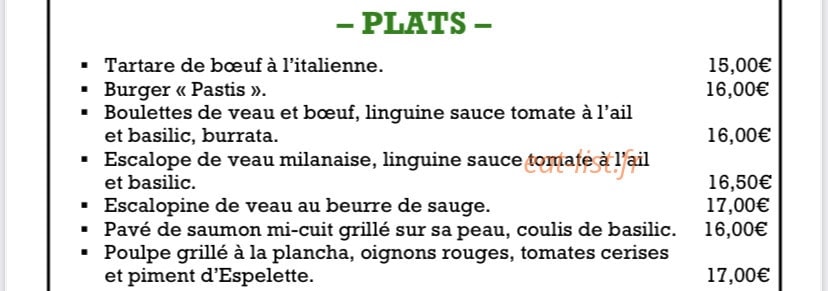 Bistro Pastis — carte page 4