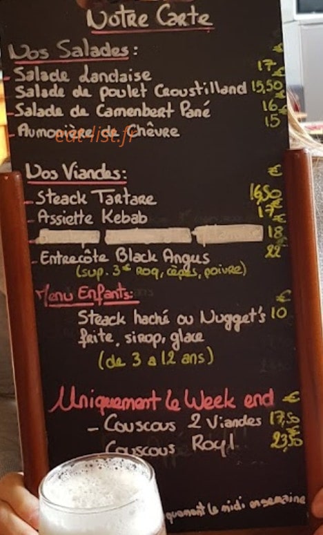 Bar Central — carte page 1