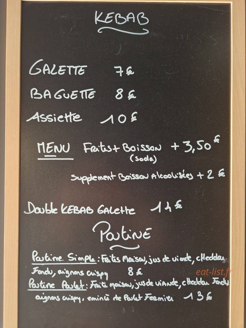 Carte et menu de Rotisserie du Centre à La Cadiere d'Azur — Les kebabs