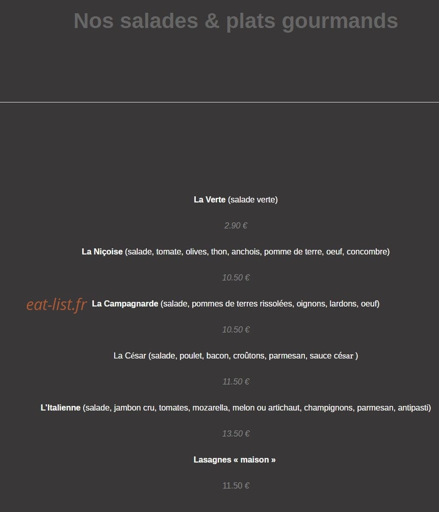 Au Four à Bois — carte page 3
