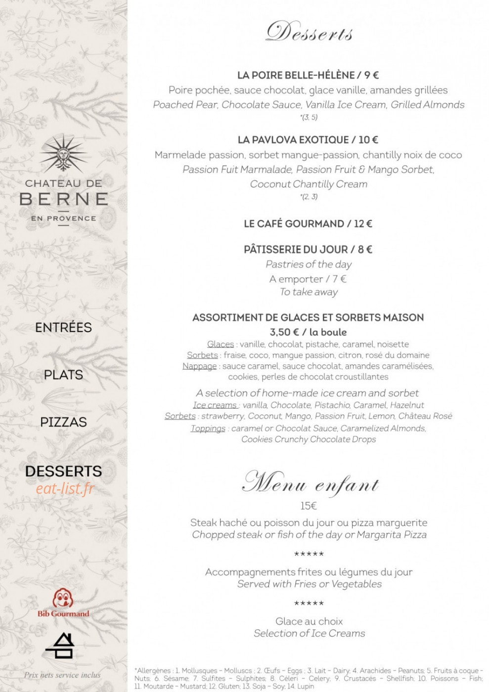 Le Bistrot du Château de Berne — carte page 5