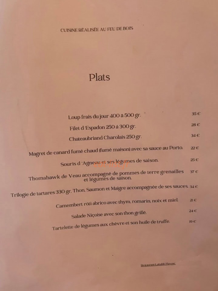 Restaurant Laitable — carte page 1