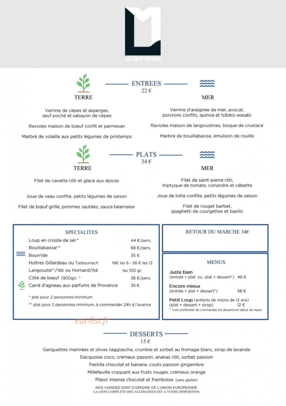 Le Loup de mer — carte page 1