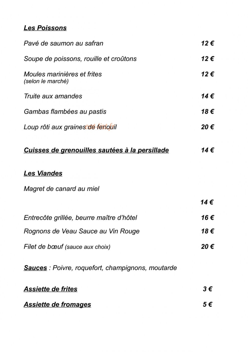 La Taverne — carte page 5