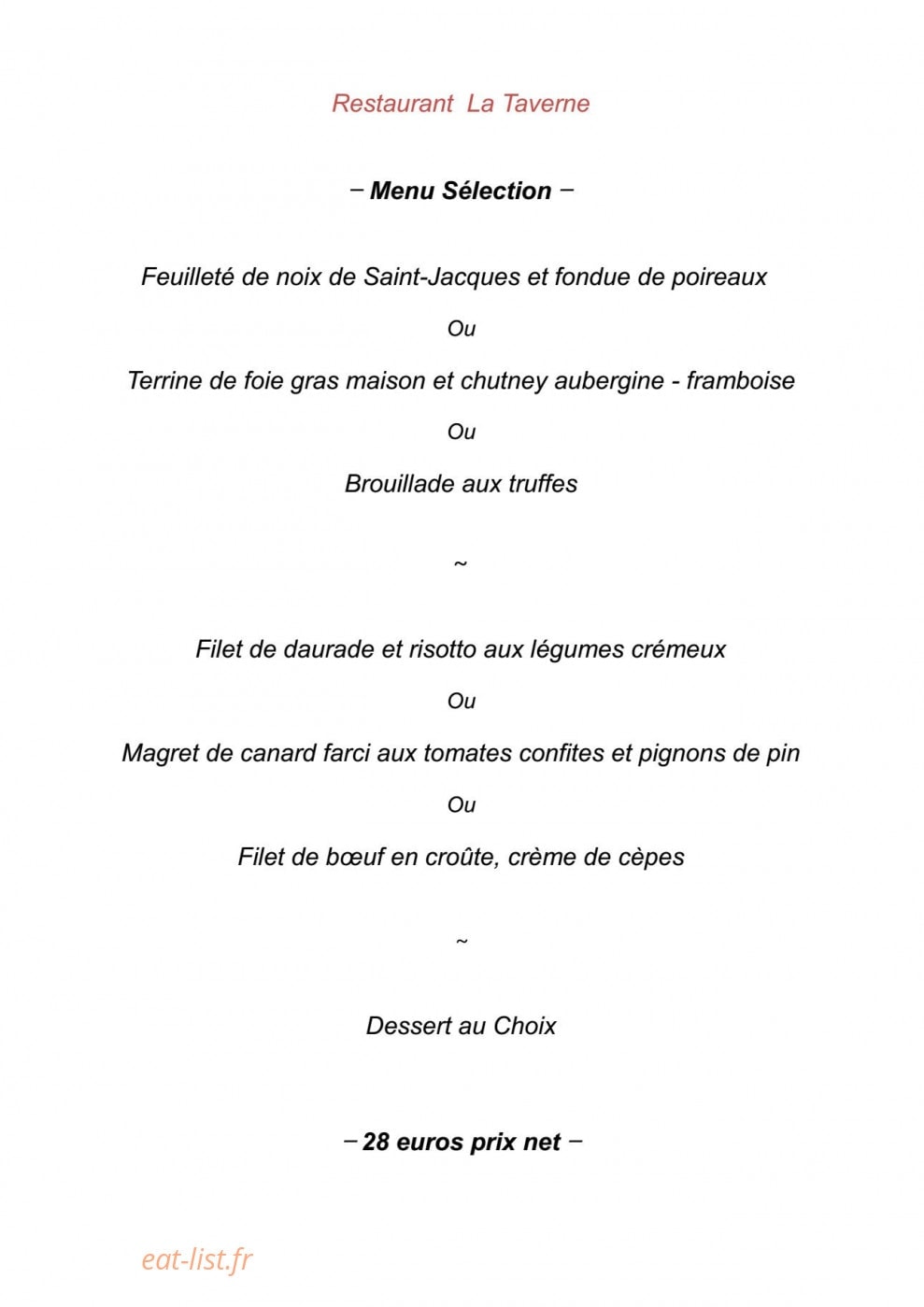 La Taverne — carte page 3