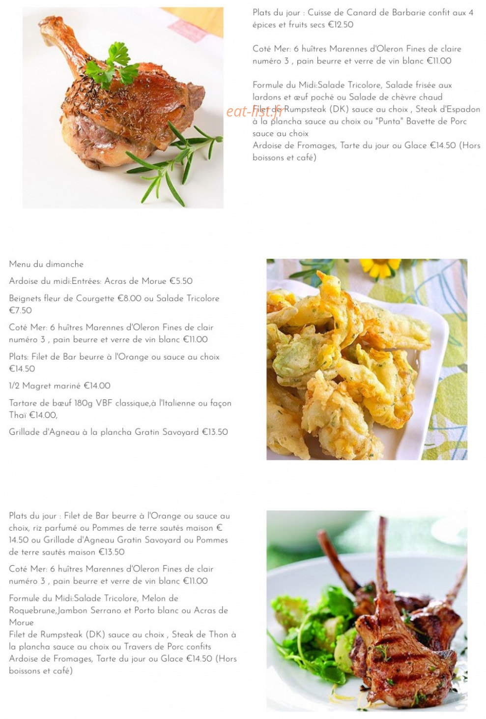 Le bar du Caou — carte page 2