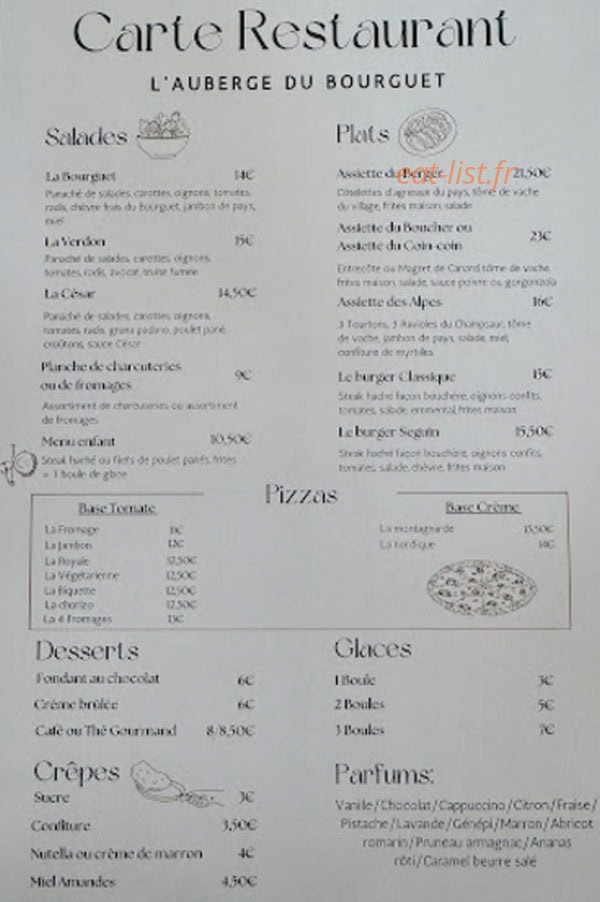 L'Auberge du Bourguet — carte page 1