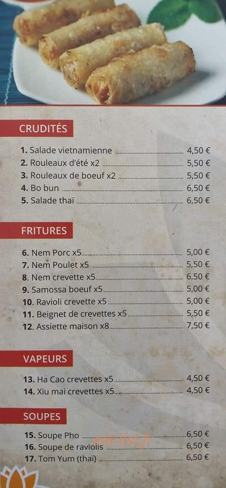 Siam kitchen — carte page 1