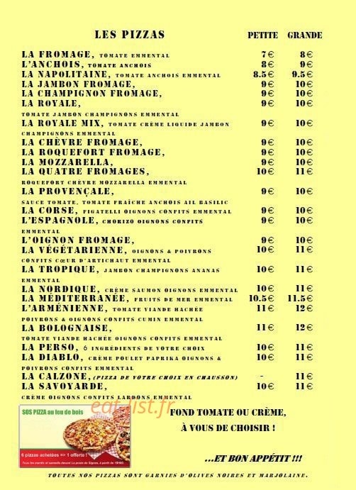 Sos pizza — carte page 2