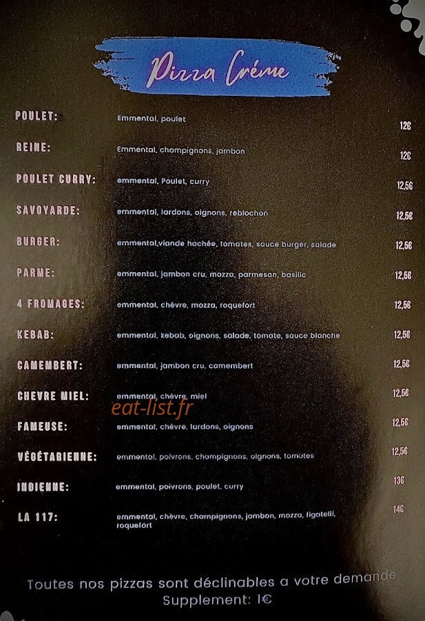 117 Pizza — carte page 2
