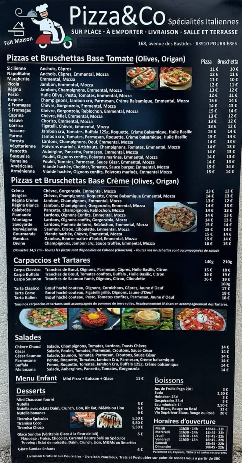 Pizza&co — carte page 1