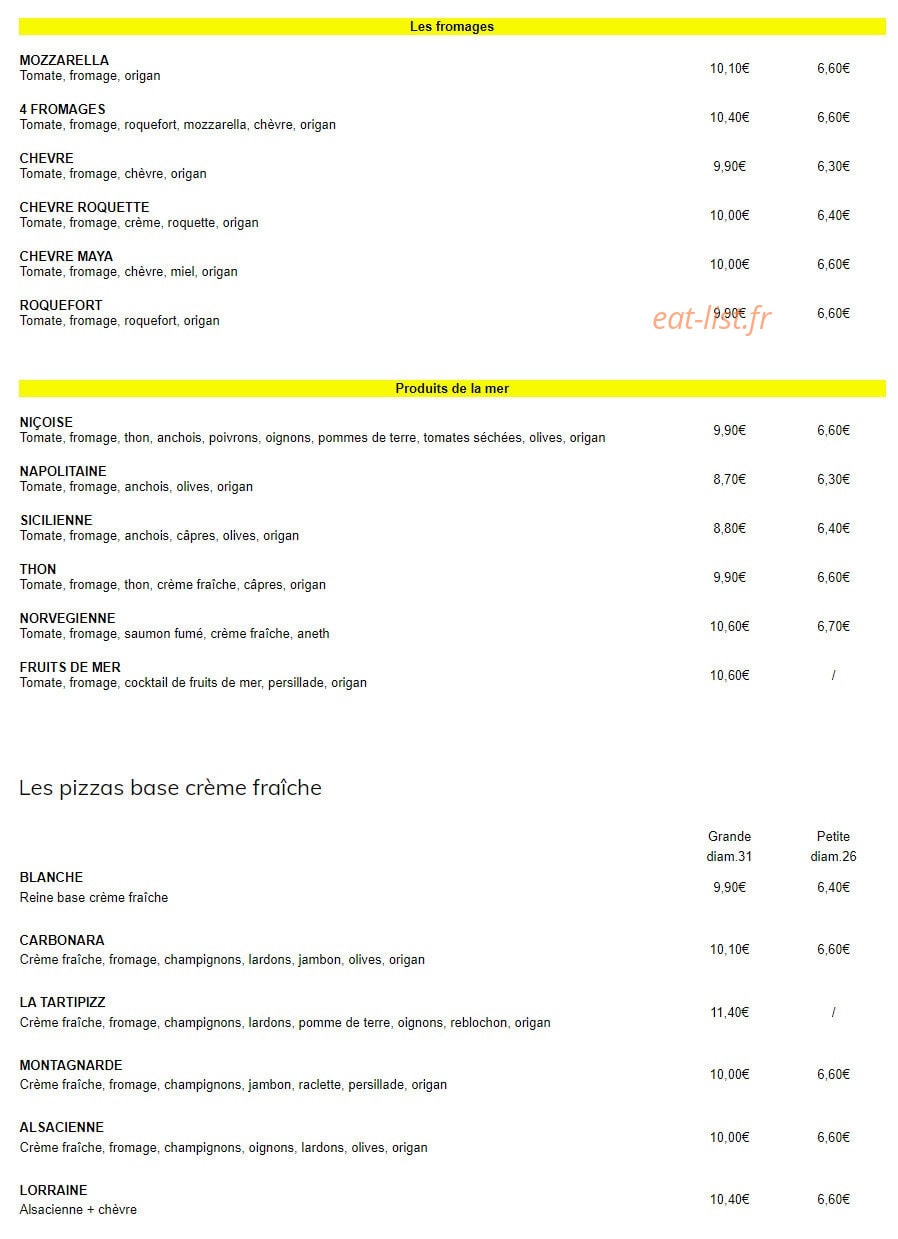 Nola Pizza — carte page 3