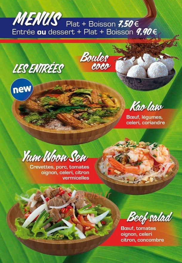 Saveurs de Thaïlande — carte page 1