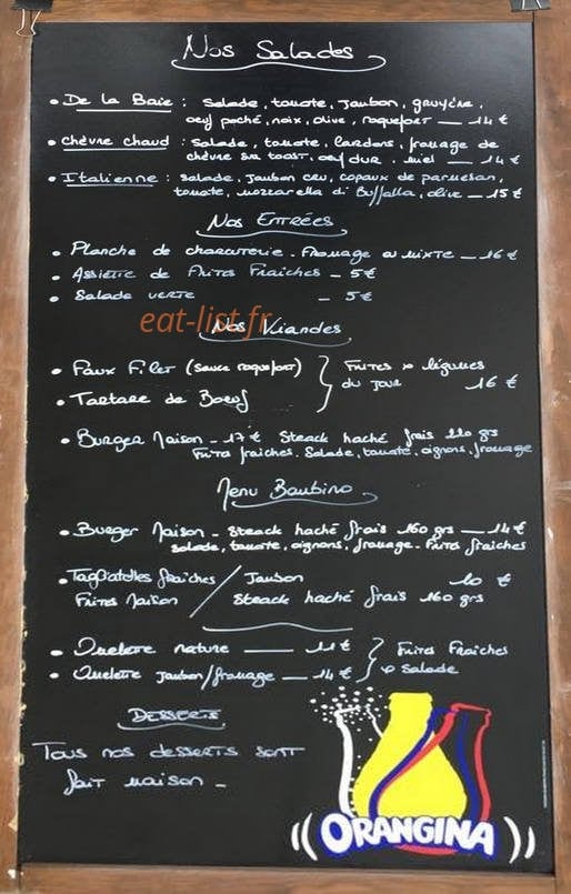 Bar de la baie Accueil — carte page 1