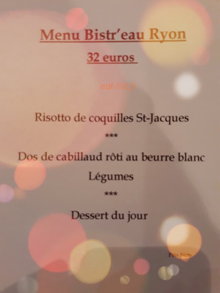 Bistr'Eau Ryon — carte page 1