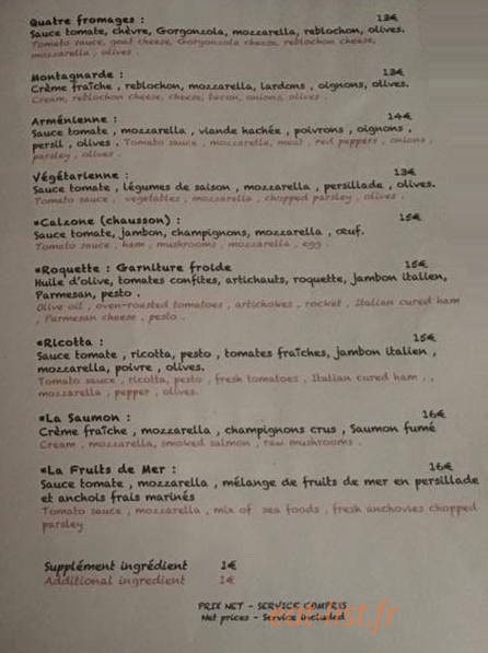 Chez Camille — carte page 2