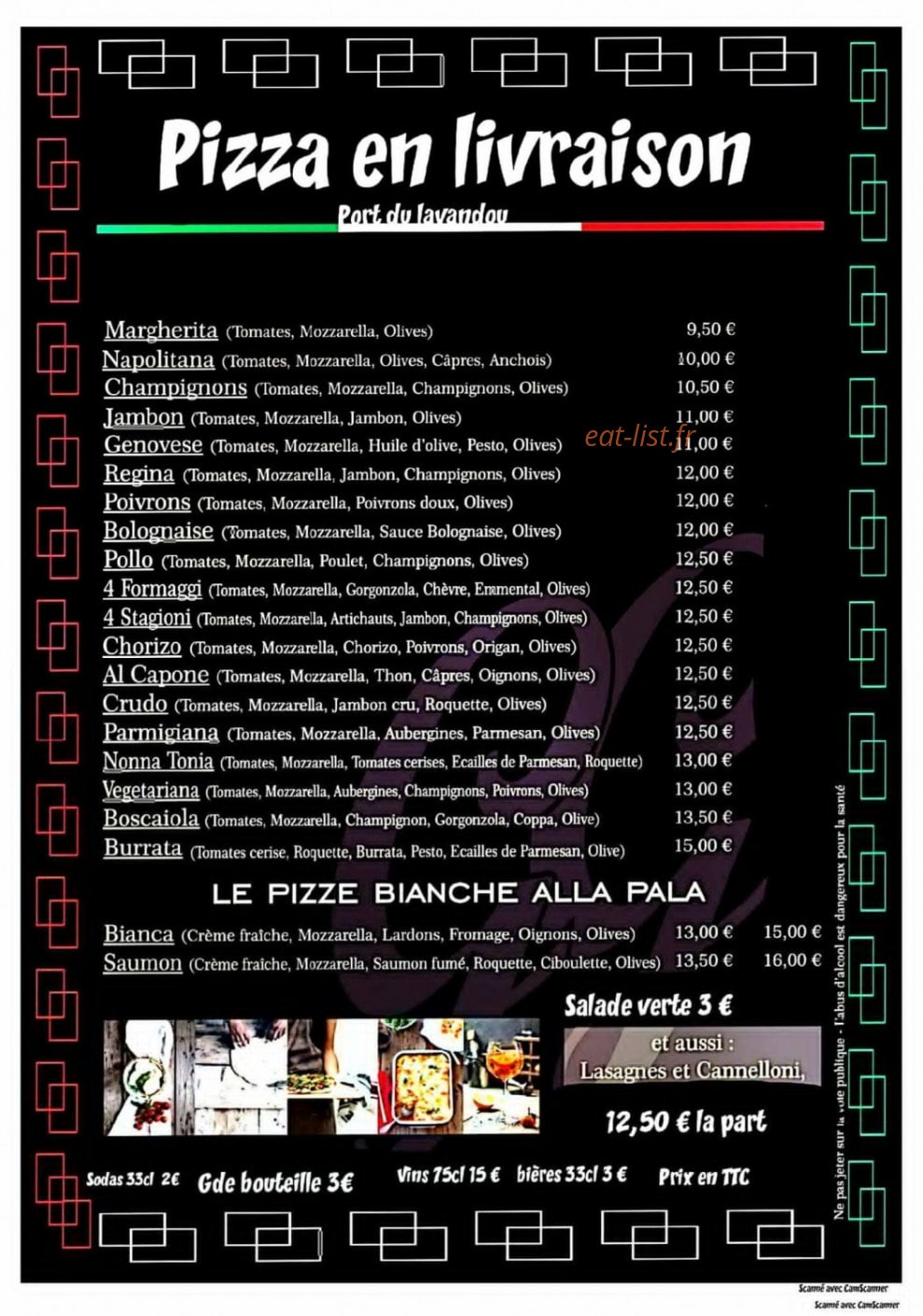Gio pizza — carte page 1