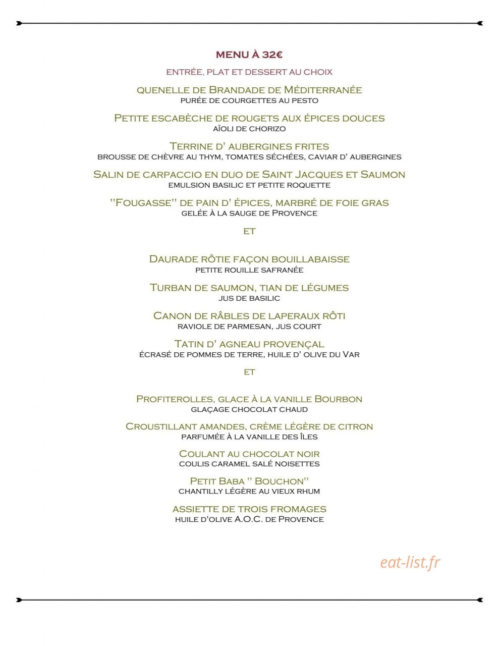 L'Auberge Provençale — carte page 2