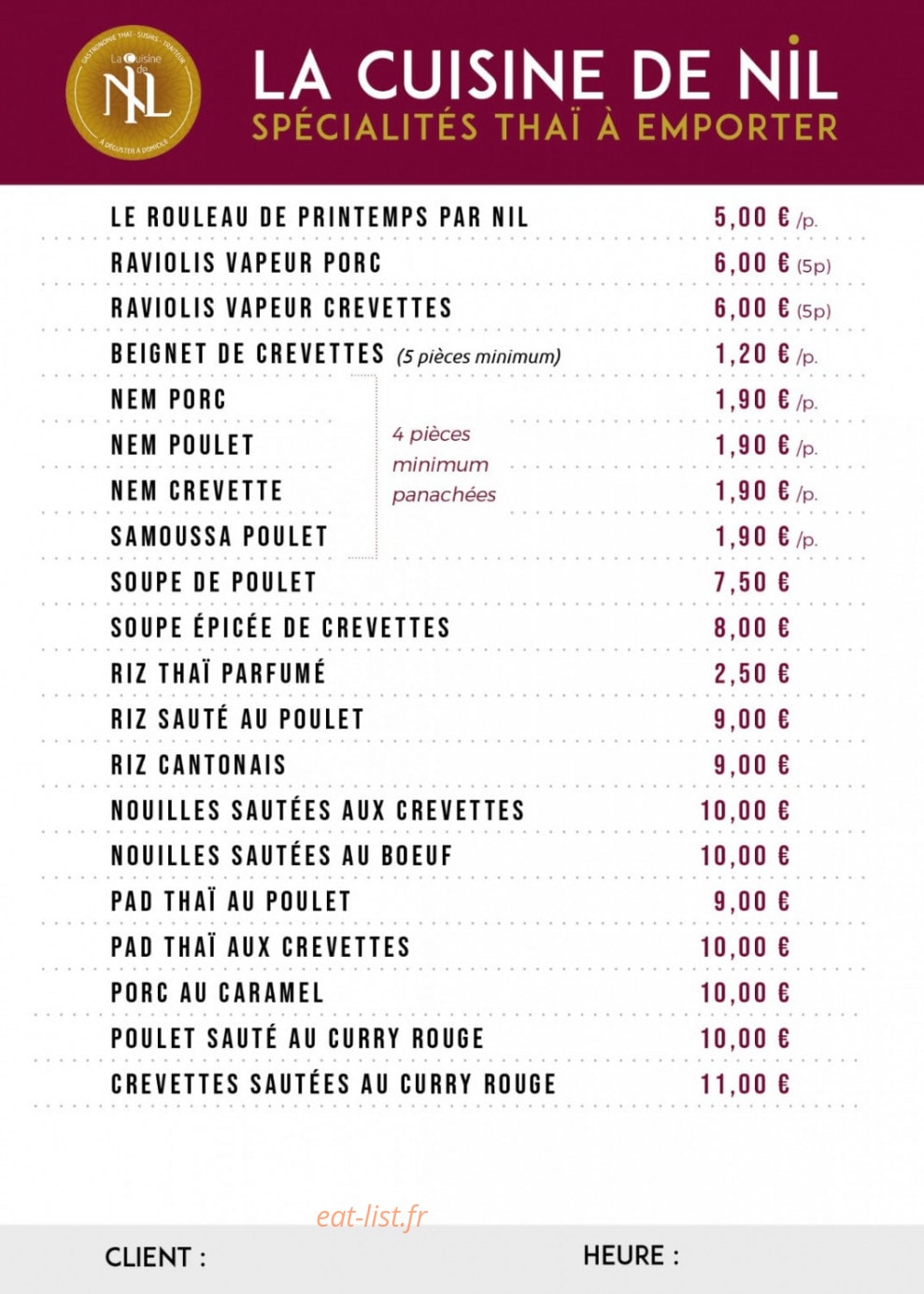 La Cuisine de Nil — carte page 2