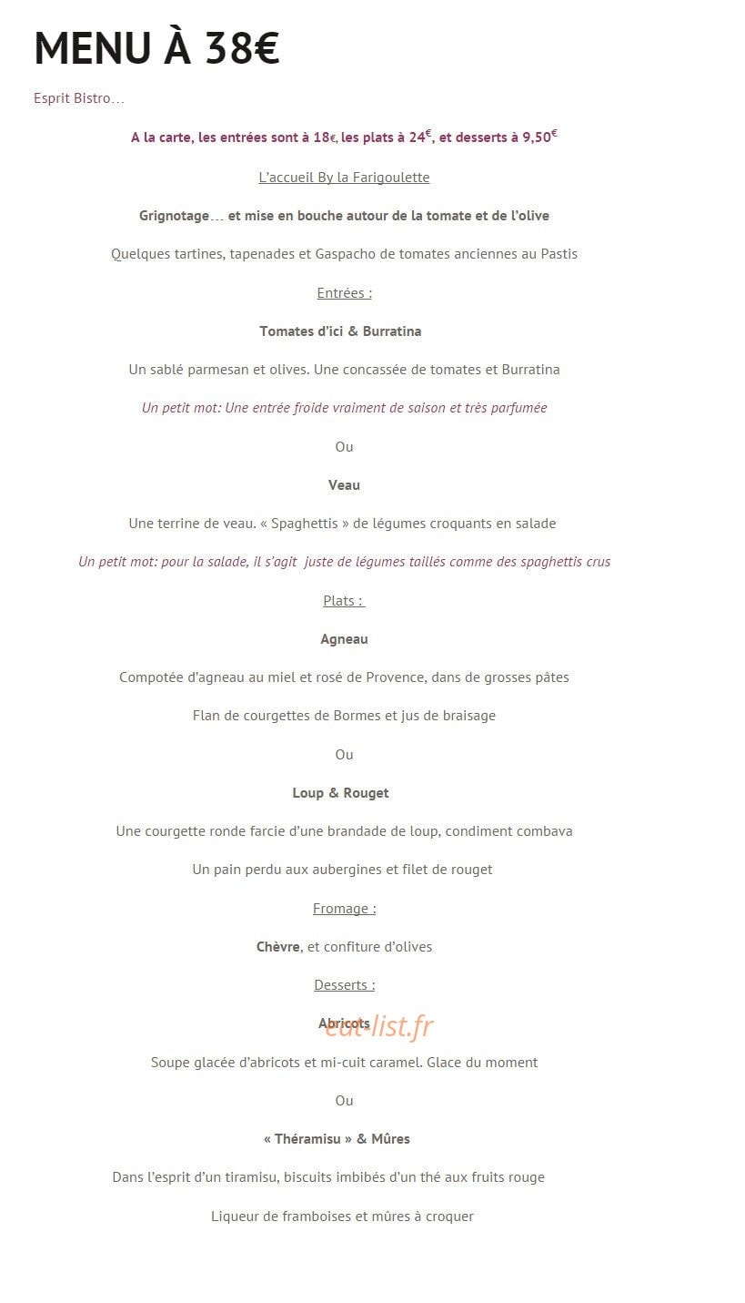 La Farigoulette — carte page 1