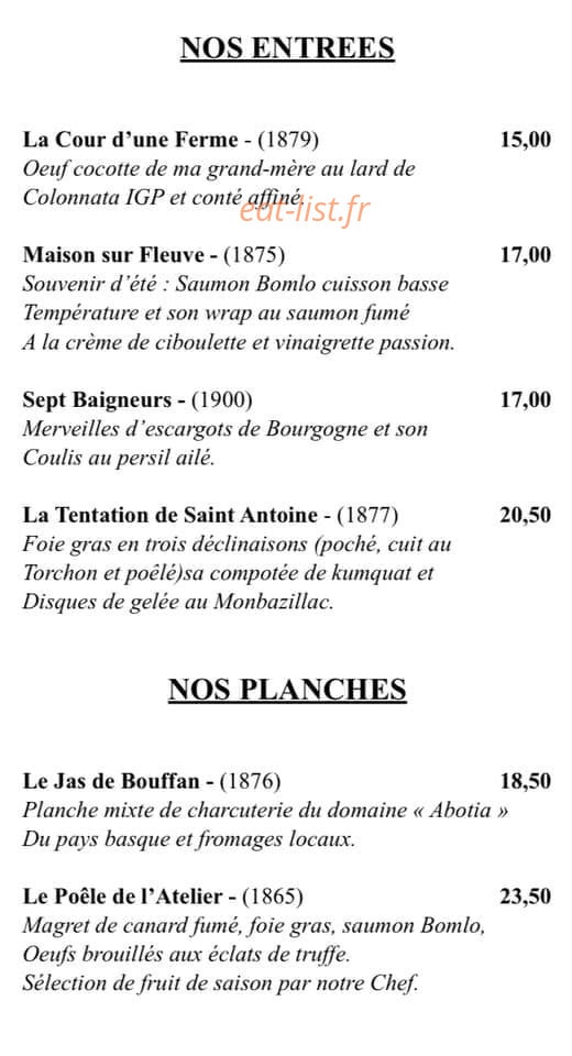 Le Café Cézanne — carte page 1