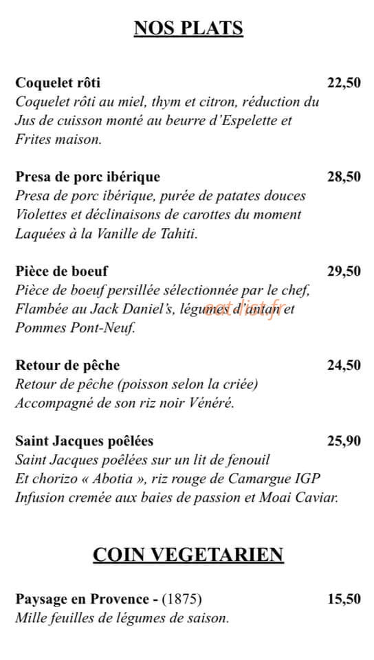 Le Café Cézanne — carte page 2