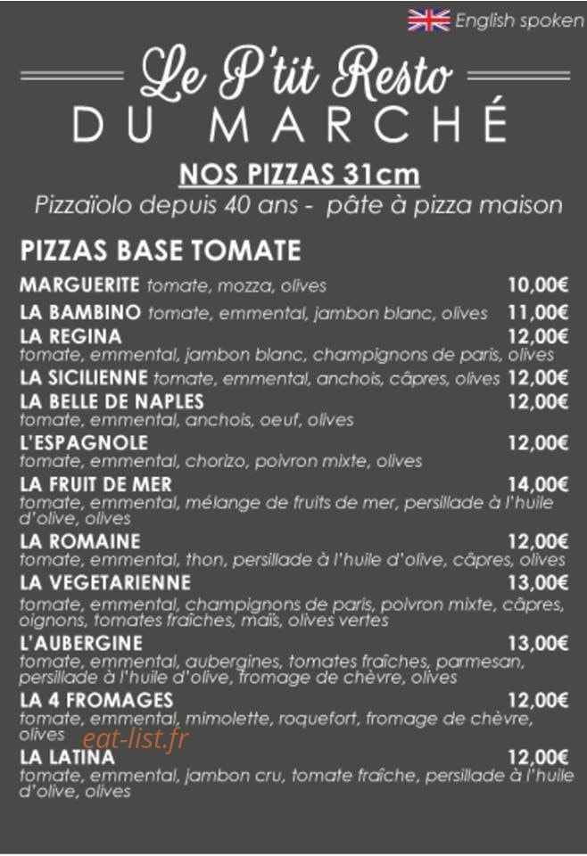 Le P'tit Resto Du Marché — carte page 1
