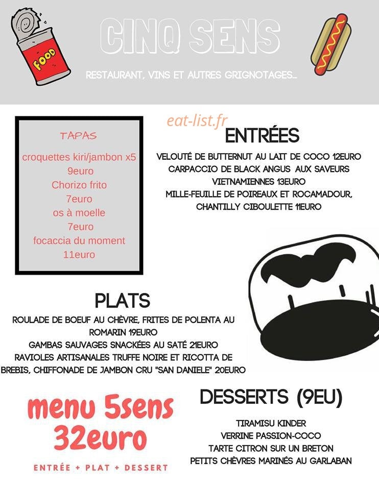 Les 5 Sens — carte page 1