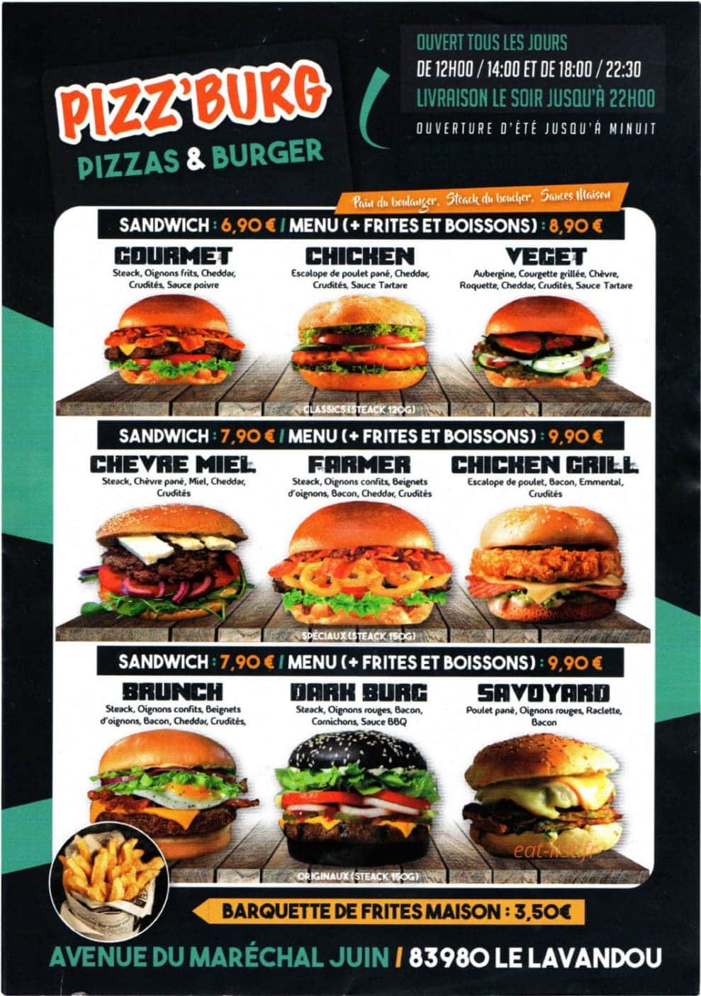 Pizz'Burg — carte page 1