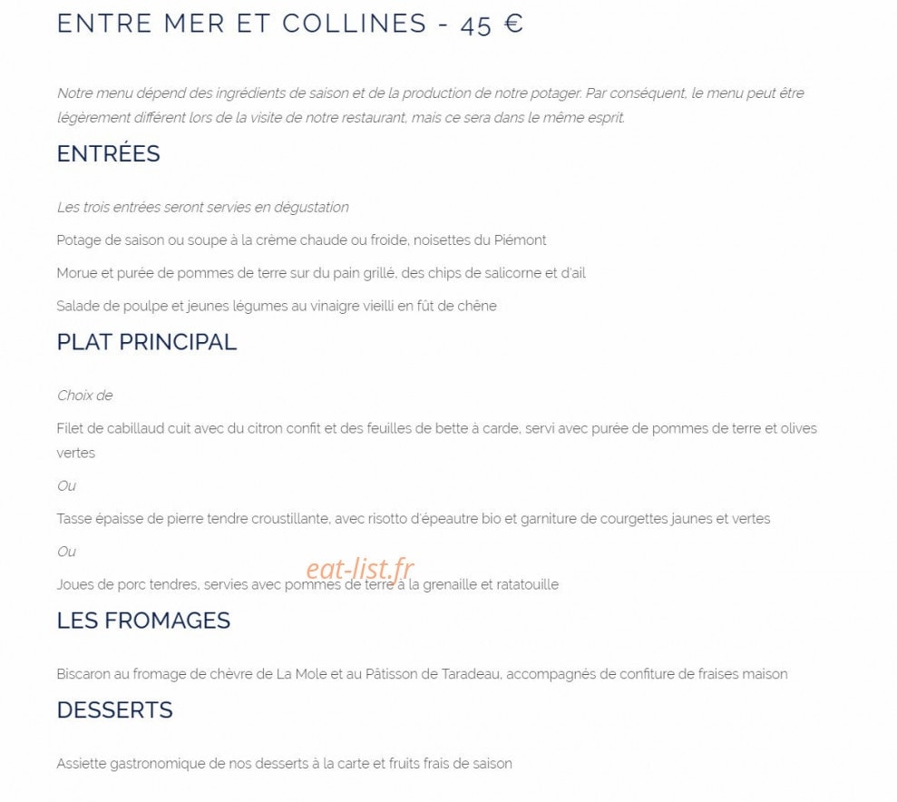 Relais du Vieux Sauvaire — carte page 1
