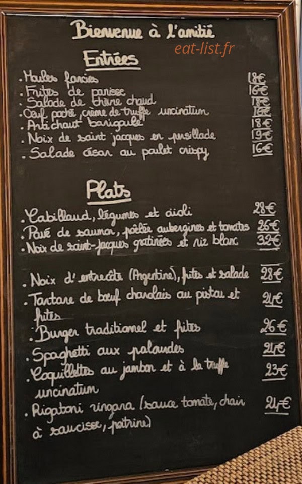 À L’Amitié — carte page 1