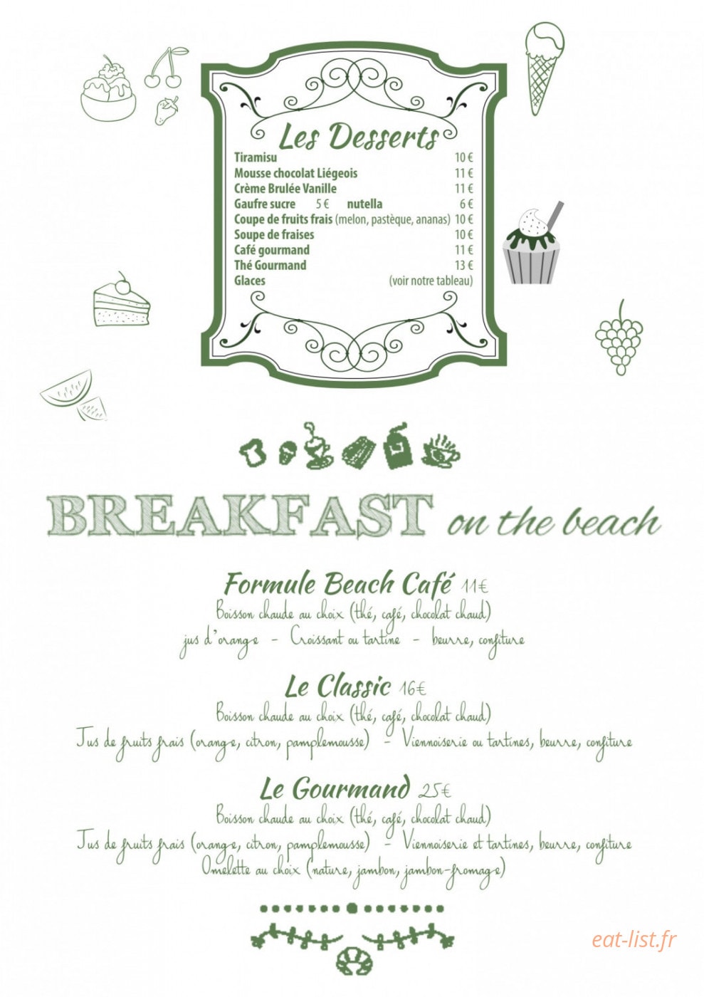 Beach Cafe — carte page 2