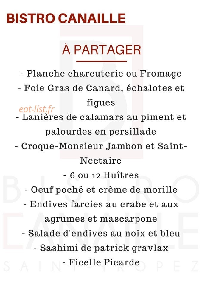 Bistro Canaille — carte page 2