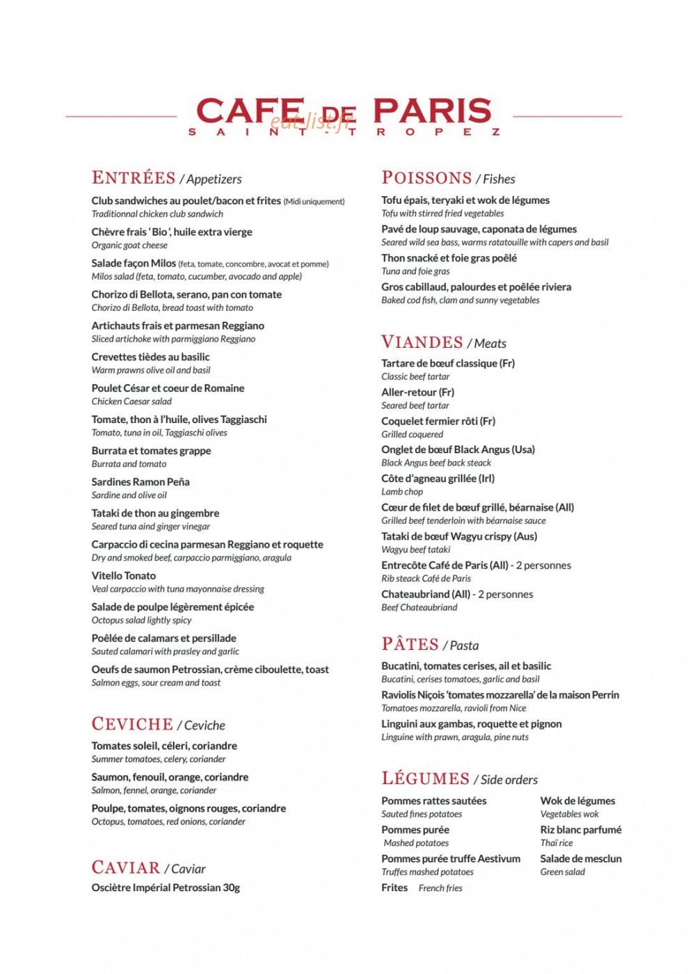 Café de paris — carte page 1