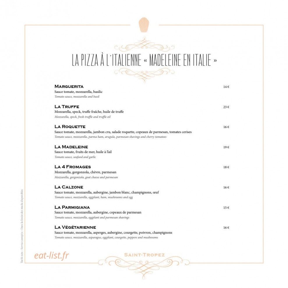 Café Madeleine — carte page 3