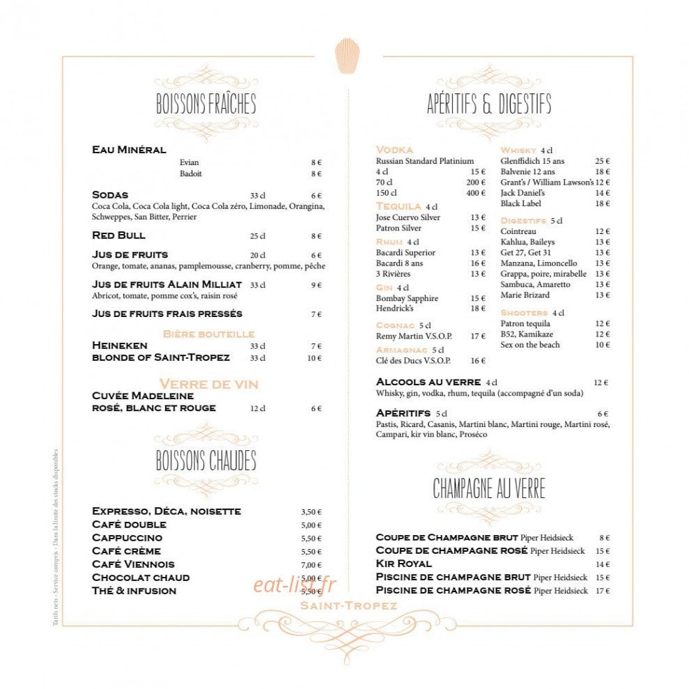 Café Madeleine — carte page 7