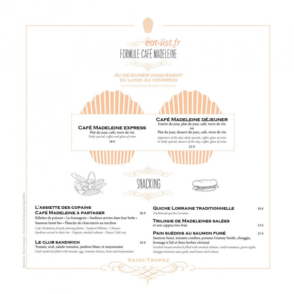 Café Madeleine — carte page 5
