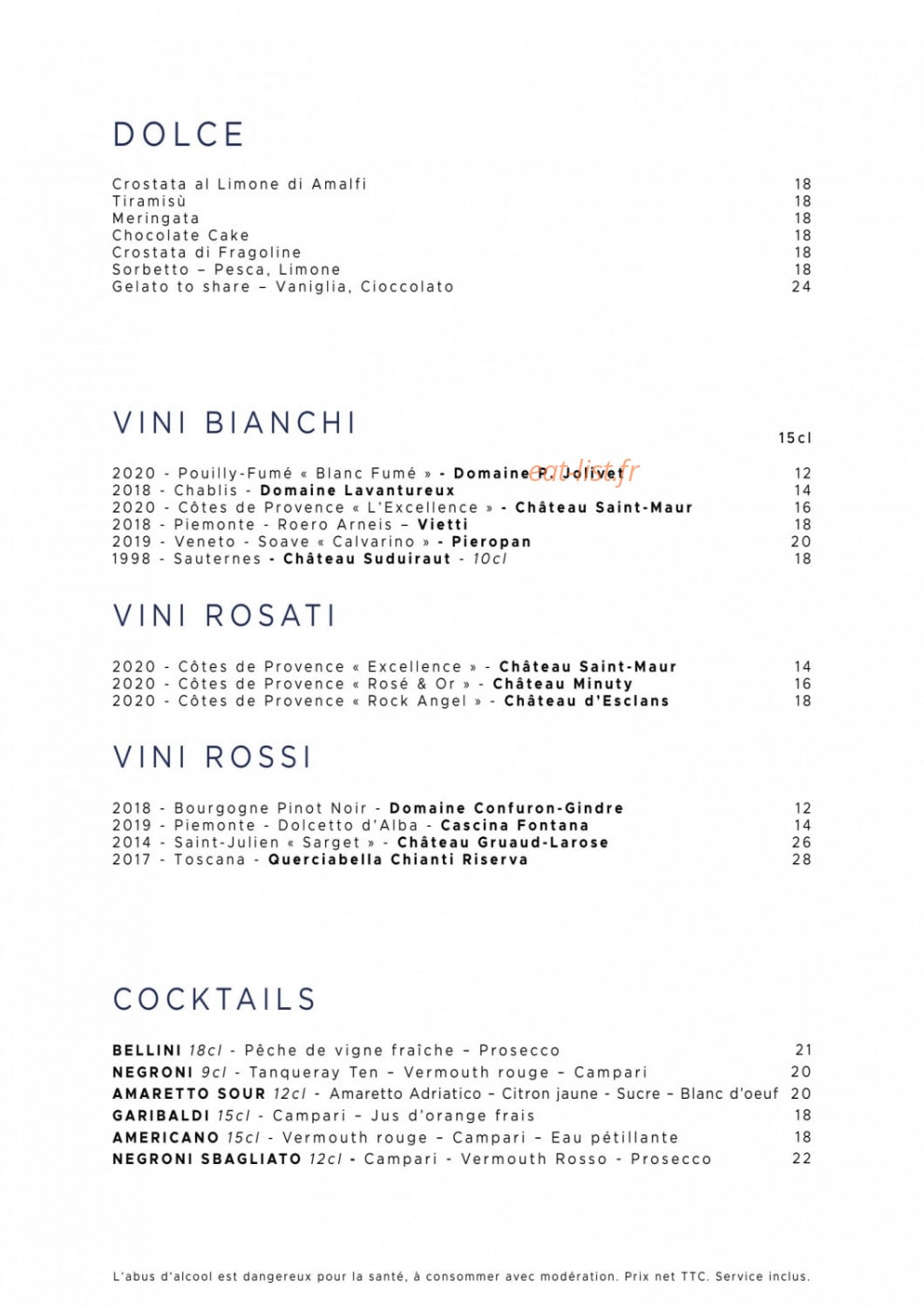 Cipriani — carte page 2