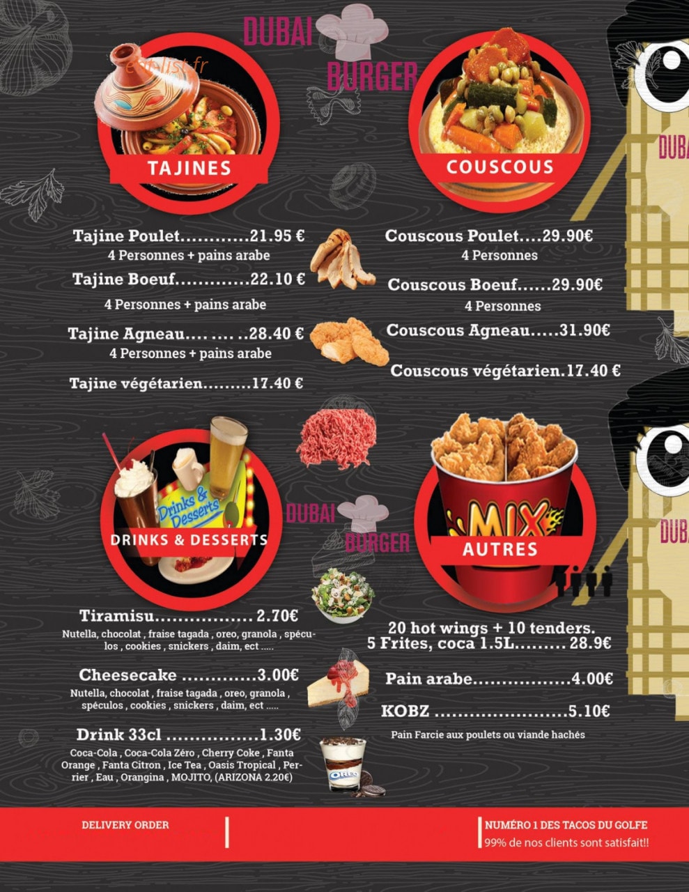 Dubai Burger — carte page 1