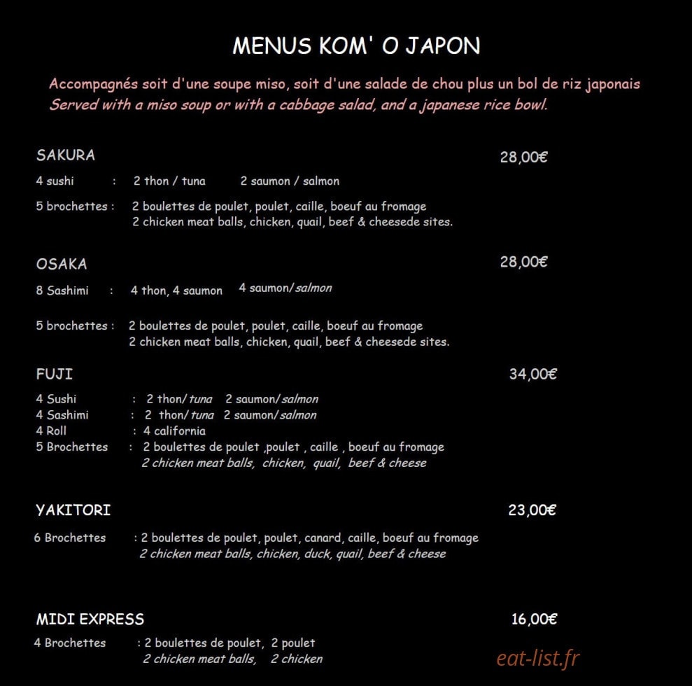 Kom 'o Japon — carte page 1