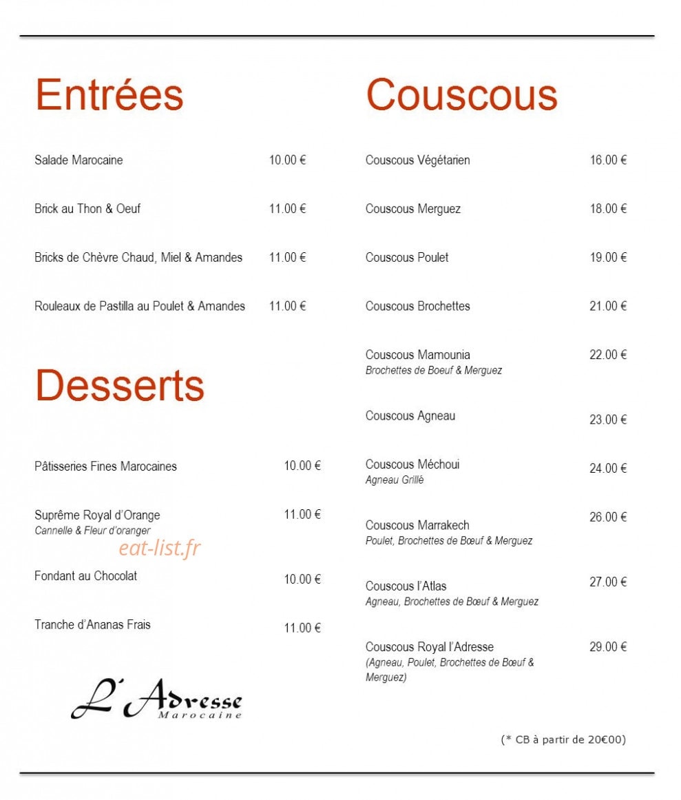 L'Adresse — carte page 1