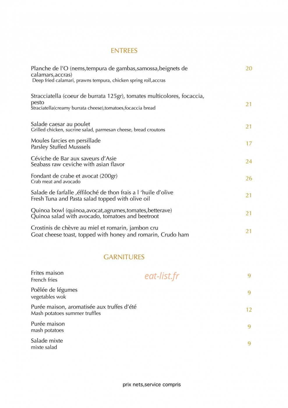 L'Orangerie — carte page 1