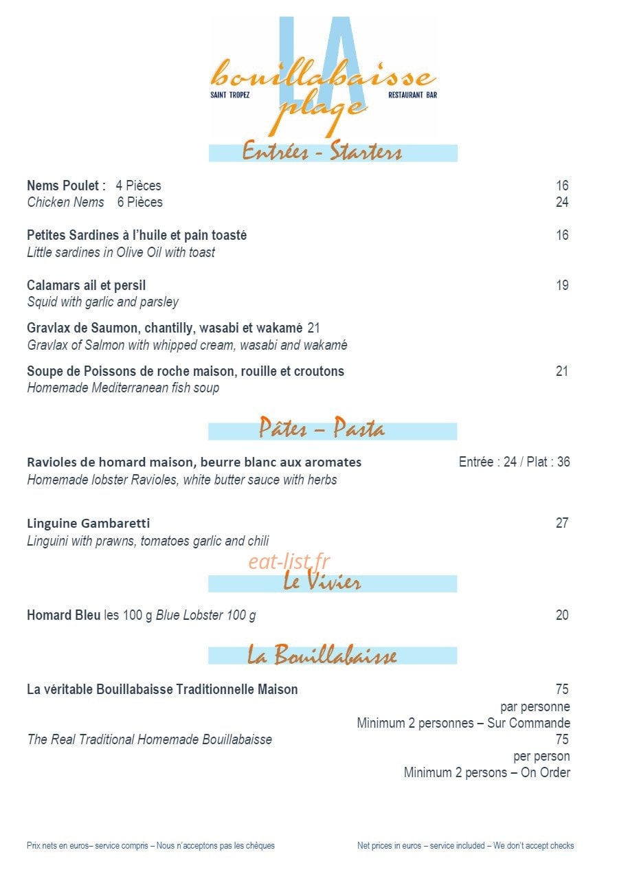 La Bouillabaisse — carte page 1