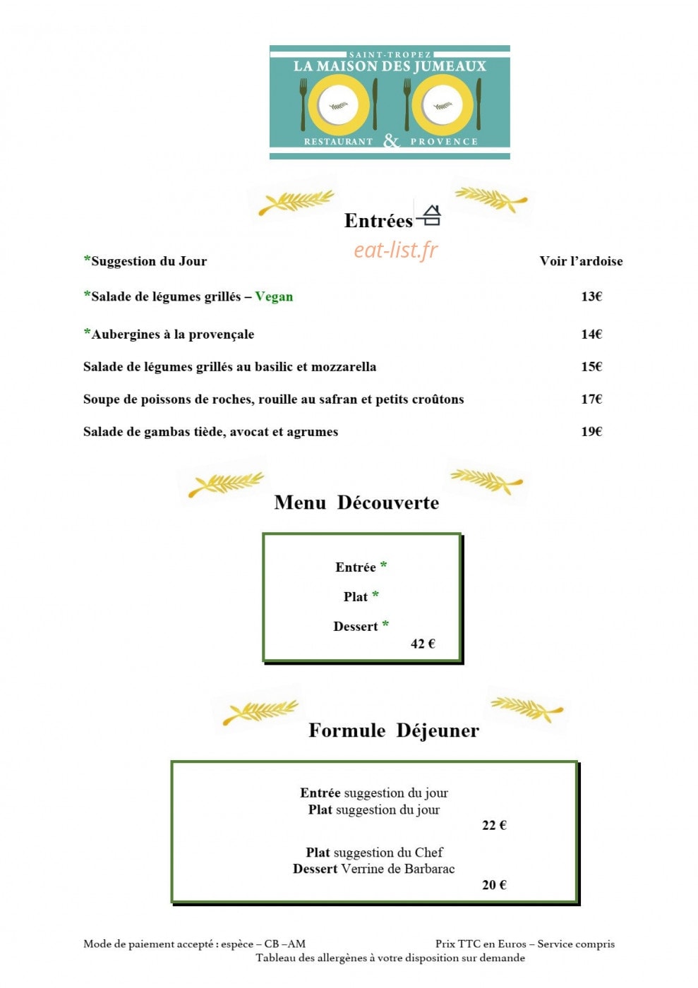 La Maison des Jumeaux — carte page 1