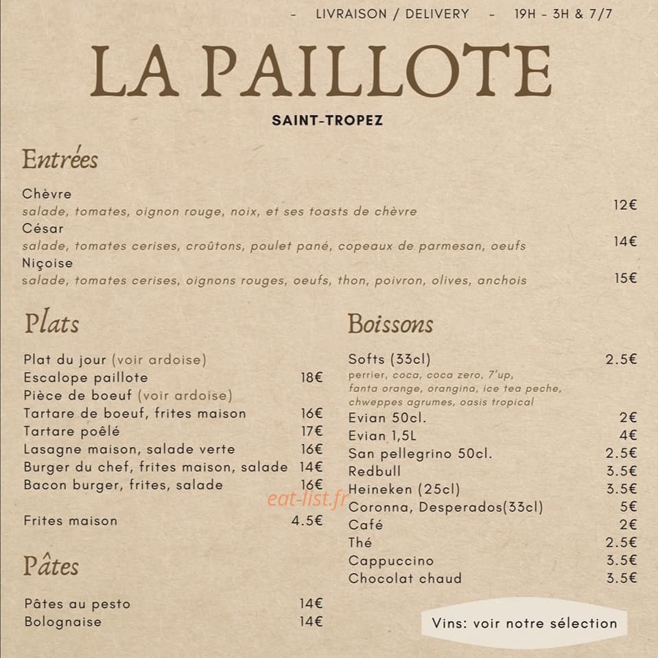La Paillote — carte page 1