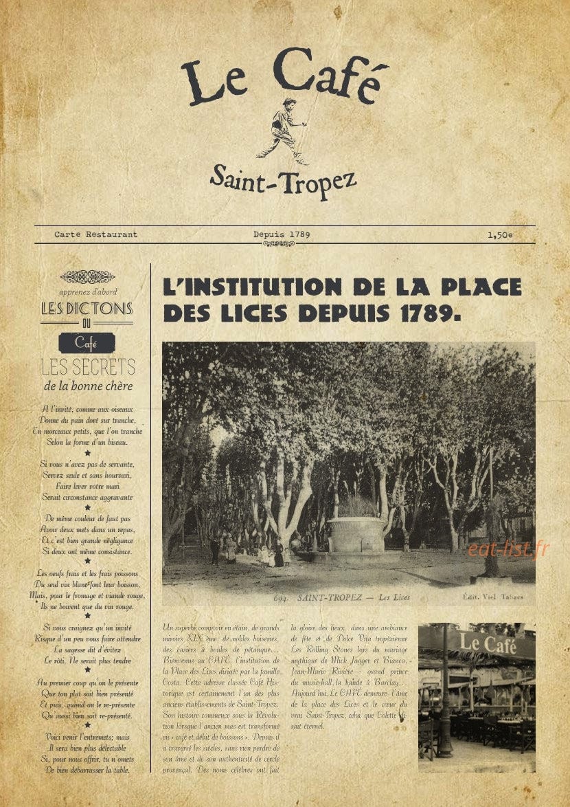 Le cafe Saint tropez — carte page 1