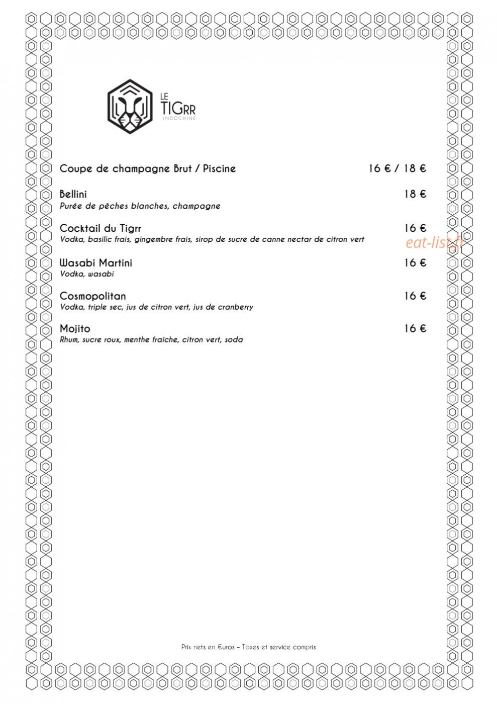 Le Tigrr — carte page 1
