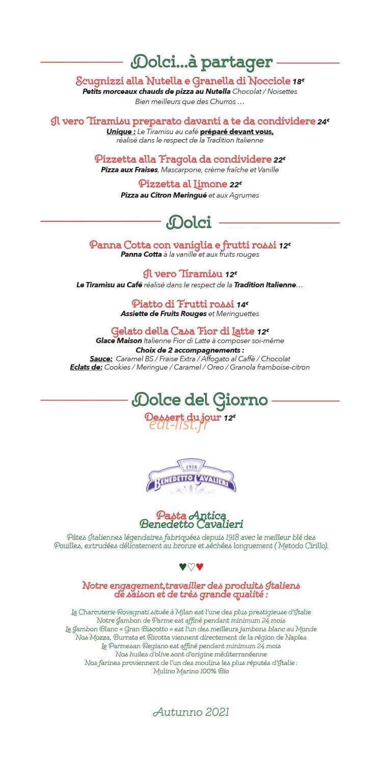 Nano Trattoria — carte page 4