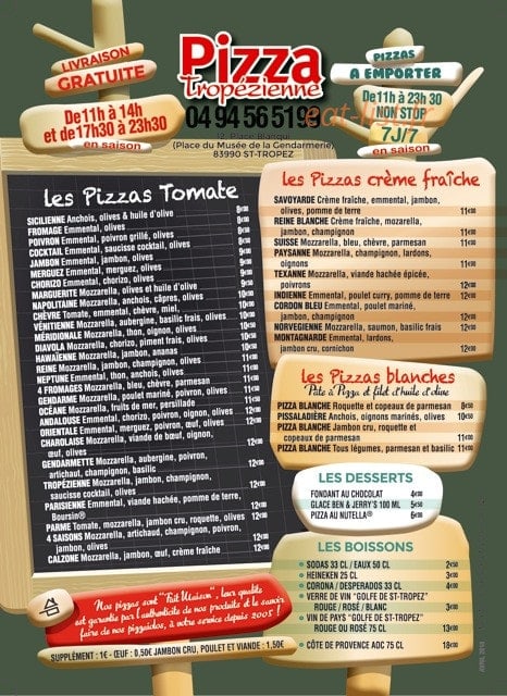 Pizza Tropezienne — carte page 2